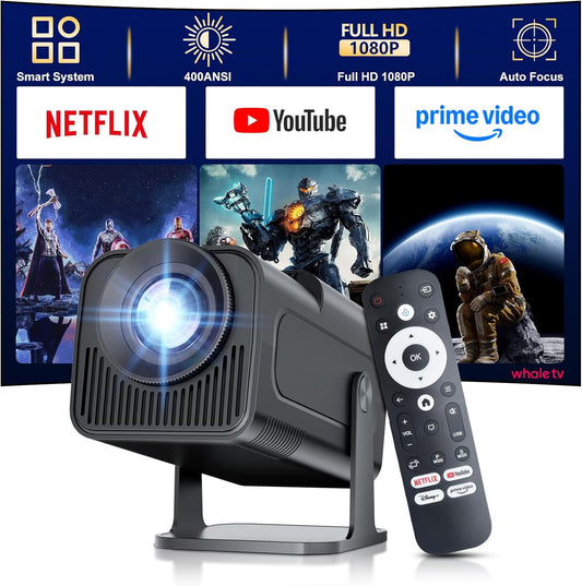 Salange Mini-beamer, 4K, ondersteunt Android 11, smart projector, Portable 5G WiFi 6 BT 5.3, mini-projector, Full HD 1080p, autokeystone, kleine mobiele telefoon beamer, thuisbioscoop outdoor, zwart