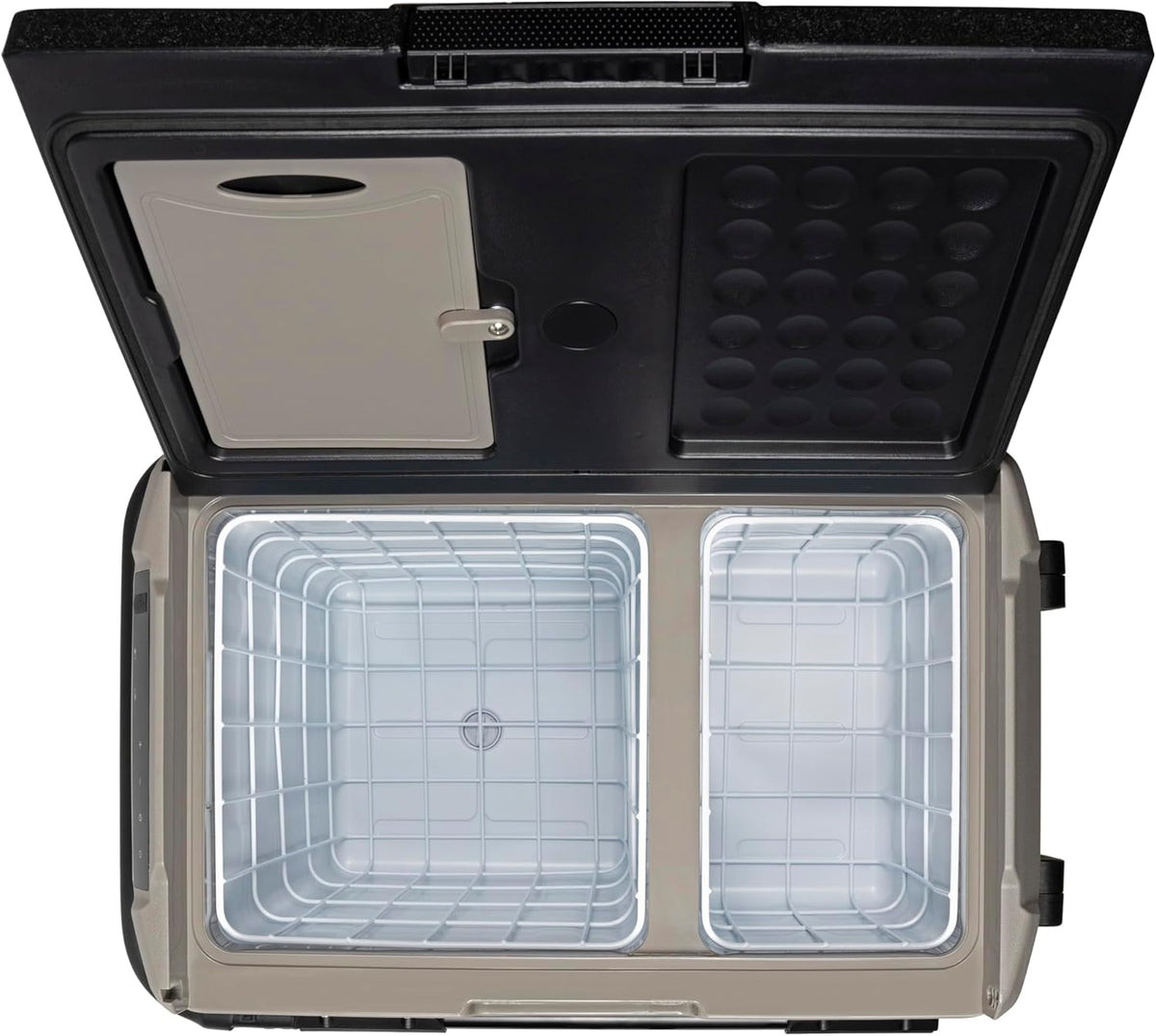 Steamy-E Dual Zone 61 Roller, Elektrische Compressor Koelbox met wielen, 58 Liter, Zwart, 12V/230V, voor vriezen en koelen van -20 tot +20, ideaal voor op de camping