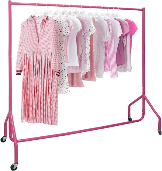 Kledingkledingrek, 167 cm, metalen kledingstang met onderste rek, voor jassen, rokken, shirts, truien, belastbaar tot 80 kg, roze