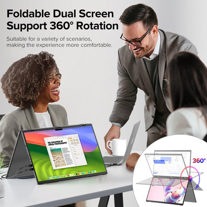 UPERFECT Delta 18.5" 100Hz Portable Monitor, Laptop Screen Extender 1080P HDR 360° Folding Stacked Triple Monitor with Stand & VESA for Laptop PC Phone Game Console (No Driver) - QUORE