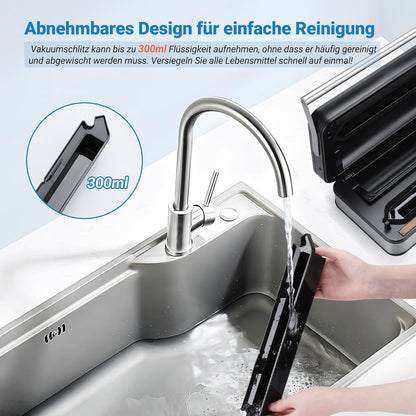 INKBIRD Vacuümmachine, folielasapparaten voor levensmiddelen met droog-/nat-/vloeistofmodus, dubbele pomp, 20 l/min, geluidsarm, geïntegreerde snijder, rollen en zak inbegrepen