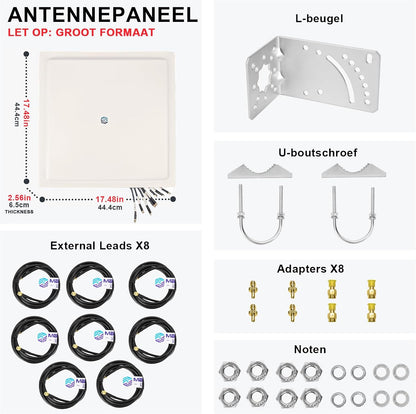 Maswell 8MIMO_Ultra: 4G 5G 8X8 MIMO-antenne, 10dBi externe antenne met hoge versterking, mobiele 4G LTE 5GA 5G NR UWB 600-8000MHz voor routers en gateways, WiFi 7-klaar (complete kit)