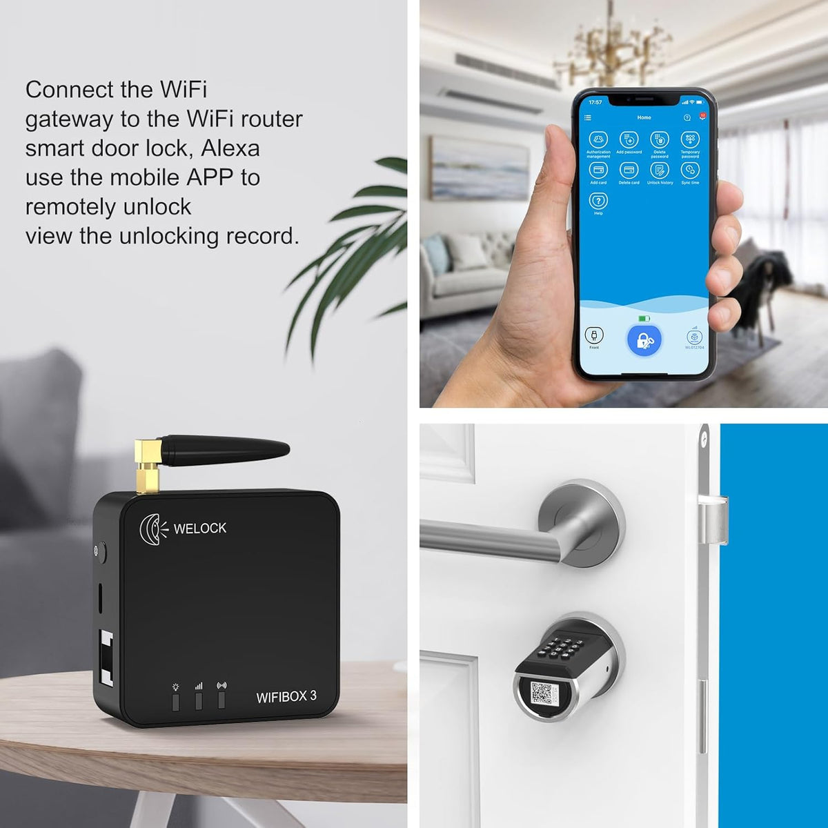 Welock Wifibox 3 Smart Bluetooth gateway wifi voor welock elektronisch deurslot, voor ontgrendeling op afstand en Alexa-verbinding