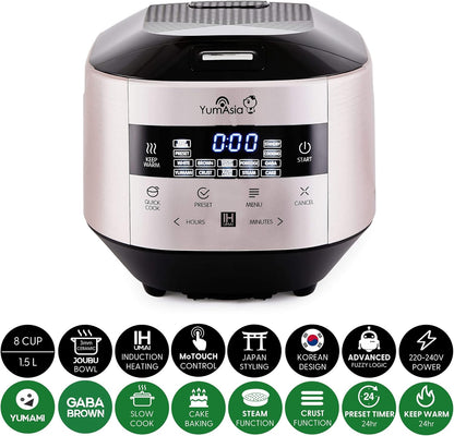 Inductie-Rijstkoker Champagneroze – Rijstkoker – Multicooker – Stoomkoker – Slowcooker – 1,5 Liter Tot 8 Kopjes – Keramische Binnenpan En 24-Uurs Timer