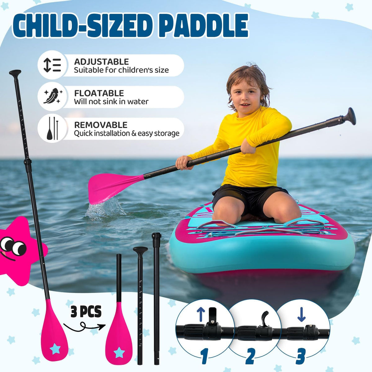 Stand Up Paddle Board in set voor jongeren en kinderen, SUP-boardset incl. complete accessoires, 75 kg/80 kg/120 kg, Kids SUP-board opblaasbaar