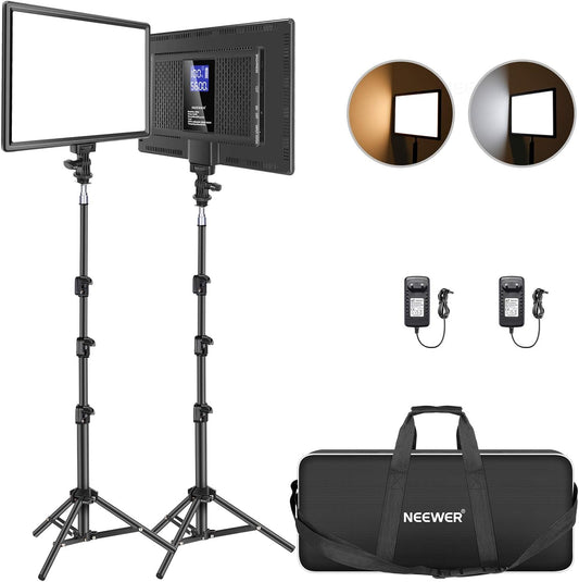 13 Inch Led-Videolichtpaneelset Set Van 2 Met Statief – Videolamp – Studiolamp – Continu Licht – Livestream Licht – Dimbaar 3200K-5600K – CRI 97+
