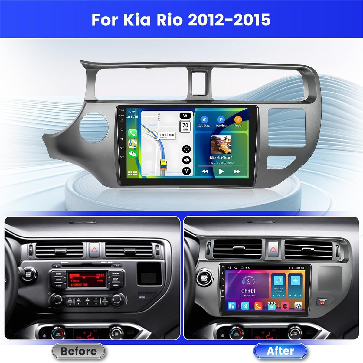 <font dir="auto" style="vertical-align: inherit;"><font dir="auto" style="vertical-align: inherit;">        Radio for Kia Rio 2012-2015 Android 15 2+64G with Wireless CarPlay Android Auto, 9 inch screen with EQ 26UI FM RDS GPS Bluetooth WiFi SWC AHD rear