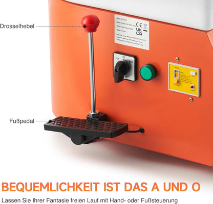 CREWORKS 350 W draaibank voor elektrisch keramiek, 25 cm, elektrische machine voor klei, Pottery Wheel met omkeerbaar wiel met 300 omw/min, gereedschapsset voor kinderen en volwassenen