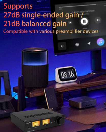 FX-Audio- L06 volledig symmetrische versterker met VU-meter – 500 W + 500 W Dual TPA3255 HiFi-klasse D-stereo-digitale versterker voor passieve 2Ω-8Ω-8Ω-luidsprekers, thuisaudio