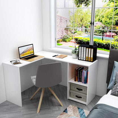 Mondeer Hoekbureau, hout, wit, 108 × 135 × 73,5 cm
