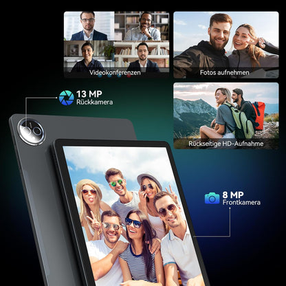 Tablet Android 15 11 Inch, 16GB RAM+128GB ROM (1TB uitbreidbaar), Octa-Core, Accu 8000mAh, 4G LTE+5G WiFi, Dual SIM, 13MP+8MP, GPS, Tablet met Toetsenbord,Muis,Stylus, Grijs