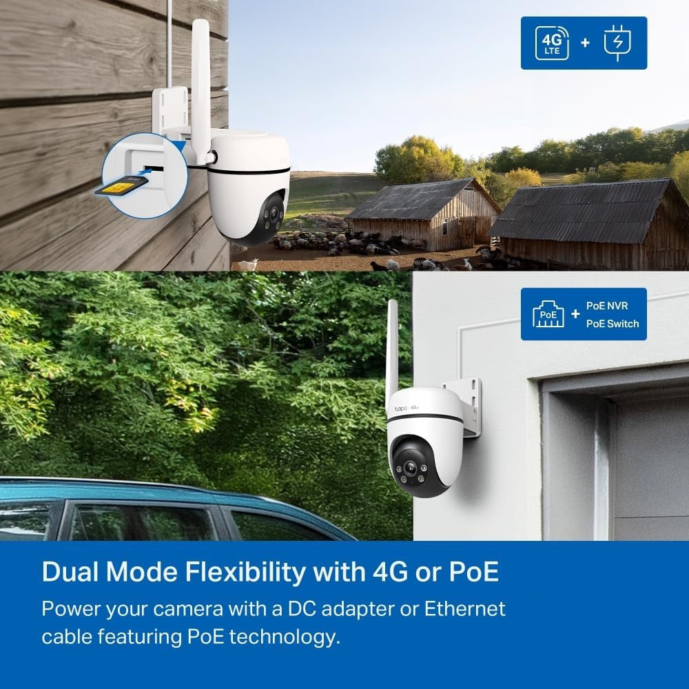 360° Bewakingscamera – Beveiligingscamera – Surveillance Camera – CCTV Camera – Toezichtcamera – 4G LTE Simkaart – Starlight Gekleurd Nachtzicht – Gratis AI-Detectie – IP66 Weerbestendig – 1080p Full HD – DC/PoE Voeding – Lokale en Cloudopslag