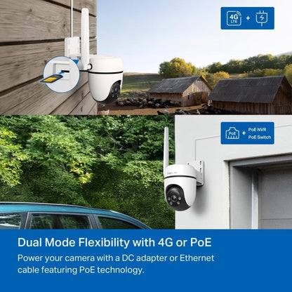 360° Bewakingscamera – Beveiligingscamera – Surveillance Camera – CCTV Camera – Toezichtcamera – 4G LTE Simkaart – Starlight Gekleurd Nachtzicht – Gratis AI-Detectie – IP66 Weerbestendig – 1080p Full HD – DC/PoE Voeding – Lokale en Cloudopslag