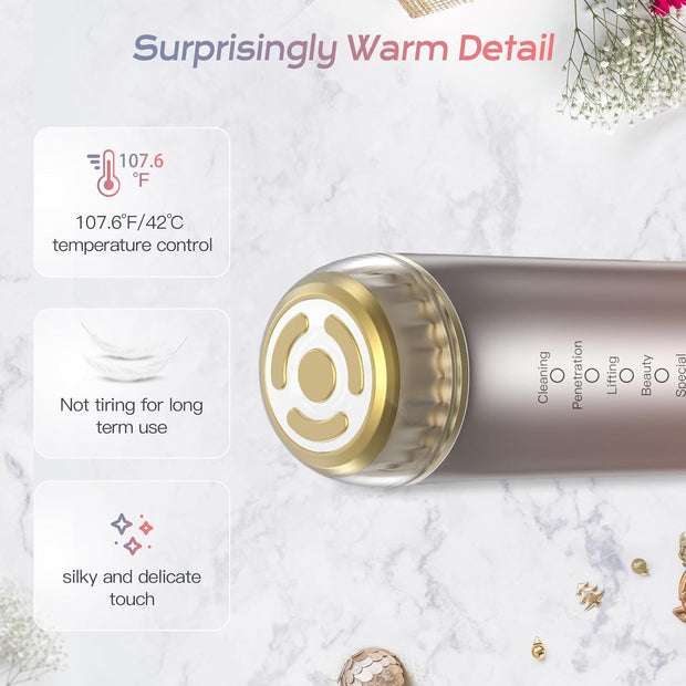 Lichttherapie - Rood Licht Therapie - LED-Therapie - 6-in-1 Hoogfrequent EMS-Gezichtsapparaat - Gezichtsradiofrequentieapparaat - met RF-Functie - Anti-Aging - Anti-Rimpel - Gezichtsmassager- Diepe Reiniging - voor Huidverzorging - Roze