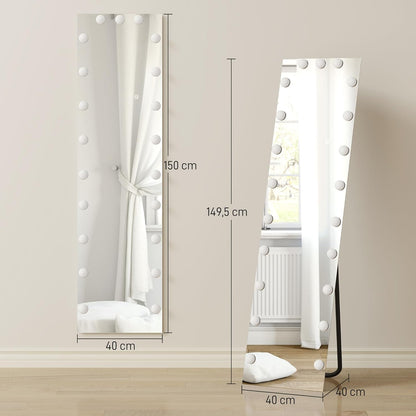 XL Spiegel – Staande Spiegel – Randloze Spiegel – Volledige Lengte Spiegel – Hollywood Spiegel – RGB LED Verlichting – Gehard Glas 150x40 cm