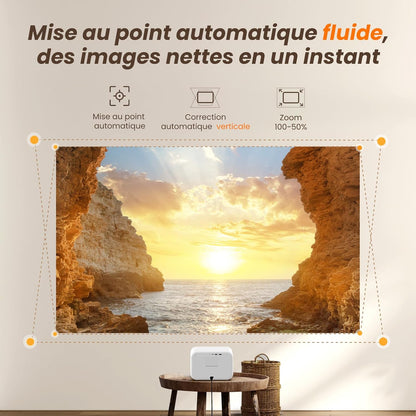 Yaber L2s Draagbare beamer, 1080p Full HD mini-projector, thuisbioscoop met JBL-geluid en autofocus keystone, WiFi6 Bluetooth voor telefoon/tv-stick/HDMI/USB/pc