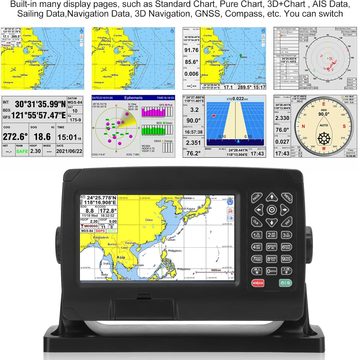 GPS kaartplotter , Marine GPS navigator Dual Map systeem BDS GPS positionering Intelligente uitzending met GNSS antenne voor boot , Reserveonderdelen voor boten , jachten
