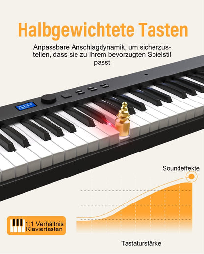 Opvouwbare Piano – Keyboard – Elektrische Piano – Digitale Piano – 88 Toetsen – Verlichte Toetsen – Bluetooth En MIDI