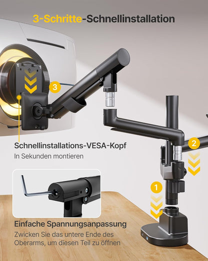 monTEK Dual Monitor Desk Mount met USB A/C voor 17-40"