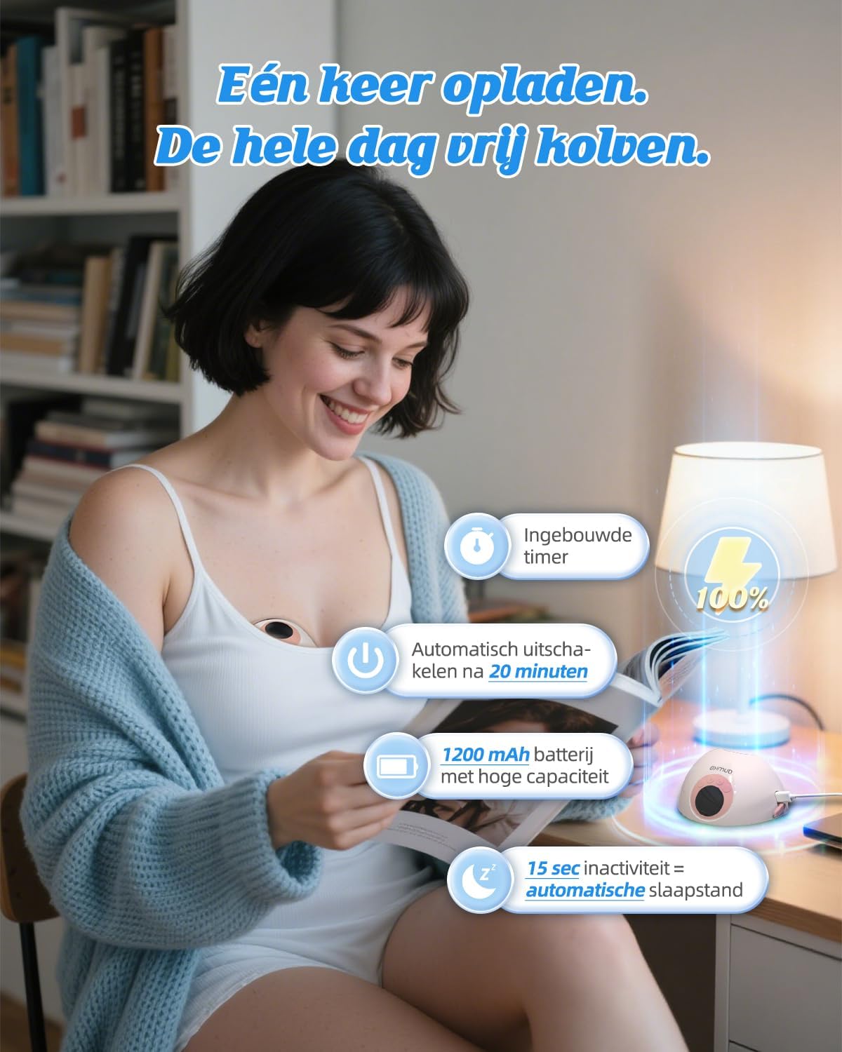 ANWIKE Elektrische borstkolf, dubbel, ultra stil, 35 dB, elektrische borstkolf, handsfree, 12 standen, 4 modi, met modus-geheugenfunctie, oplaadbare borstkolf, handsfree met flensinzetstukken, roze
