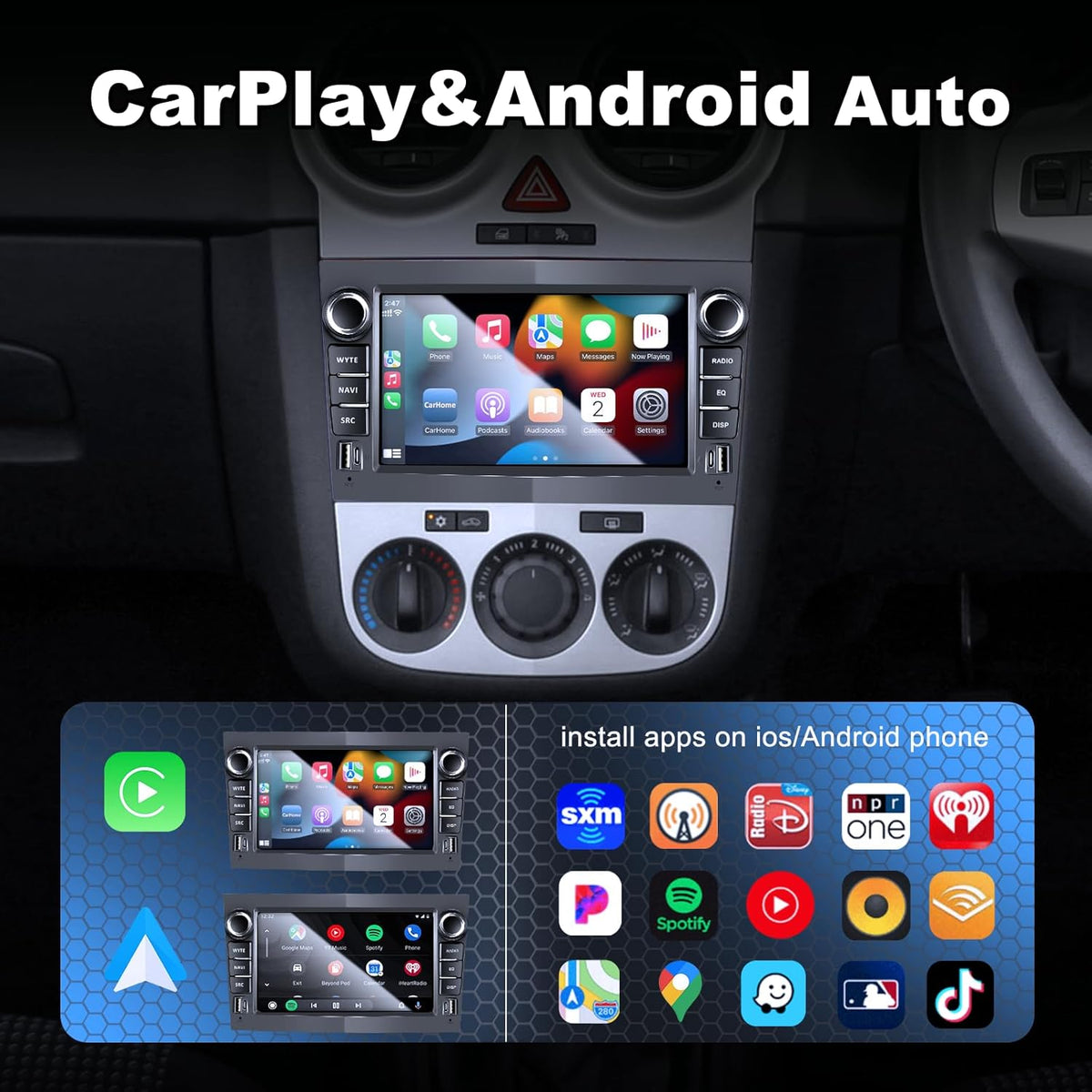 Autoradio Opel – Auto Stereo – Inbouw Radio – Multimedia Speler – Navigatiesysteem – Draadloze CarPlay & Android Auto – HD Achteruitrijcamera & Canbus Adapter