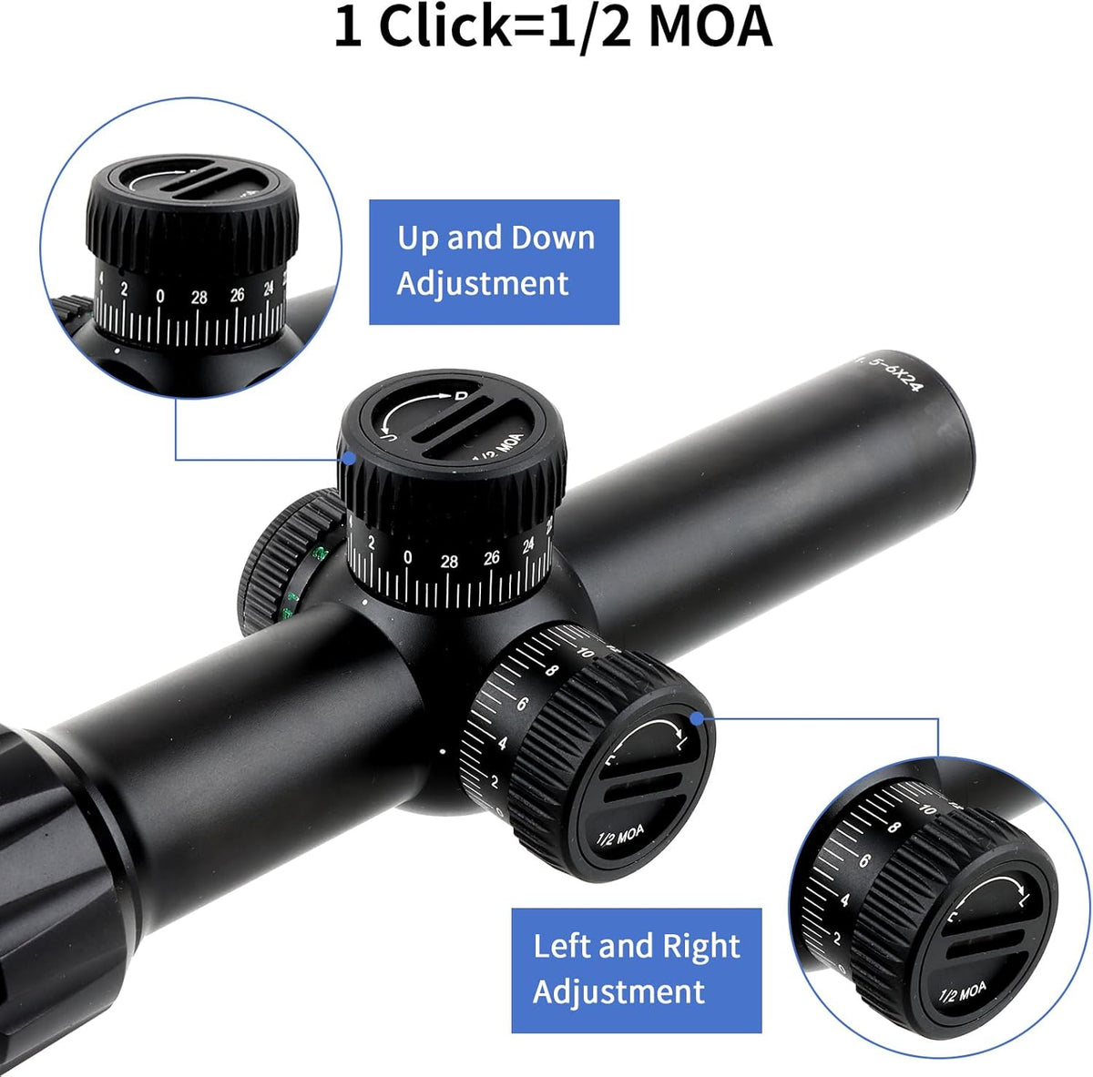 FOCUHUNTER 1,5 - 6 x 24 mm telescoop, zijdelingse parallaxcompensatie optische monoculair, groene volledig multigecoate 30 mm buiszoeker met 4 montageringen