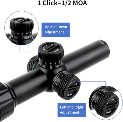 FOCUHUNTER 1,5 - 6 x 24 mm telescoop, zijdelingse parallaxcompensatie optische monoculair, groene volledig multigecoate 30 mm buiszoeker met 4 montageringen