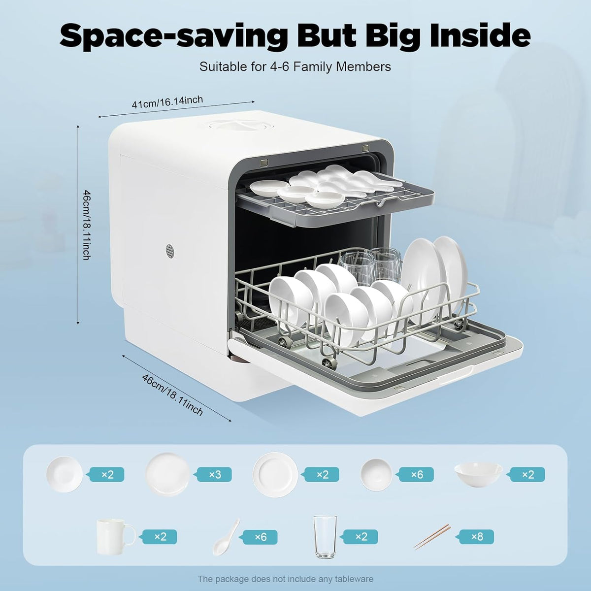 Table Dishwasher, 1100 W, Portable Small Table Dishwasher, Mini Dishwasher with Four Washing Modes, Portable Dishwasher, Table Dishwasher, Freestanding for Small Kitchens