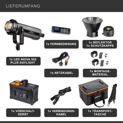 Walimex pro Niova 200 Plus Daylight dimbare LED-videolamp met Bowens-reflector en zachte diffuser, studiolicht met COB LED-technologie, 5600 K, CRI=93, lichtsterkte verstelbaar van 10-100%