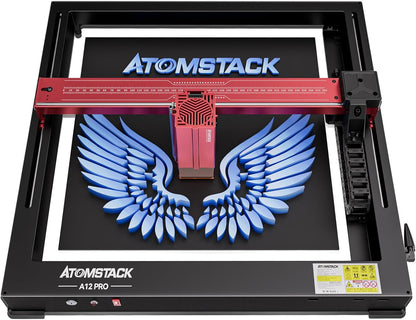 ATOMSTACK A12 Pro Lasergraveermachine, 50 W, 12 W lasergraveermachine met 600 mm/s hoge graveersnelheid, lasercutter snijden 8 mm Paulownia planken in één keer, 370 x 310 mm