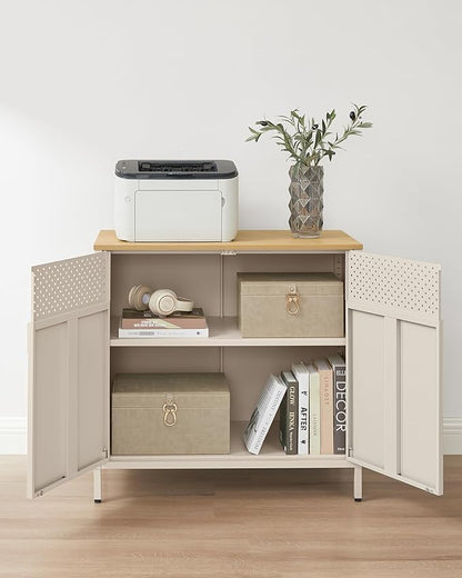 Kast - Dressoir - Archiefkast - Kantoorkast - Opbergruimte - 80 cm x 40 cm x 76 cm - Khaki - QUORE
