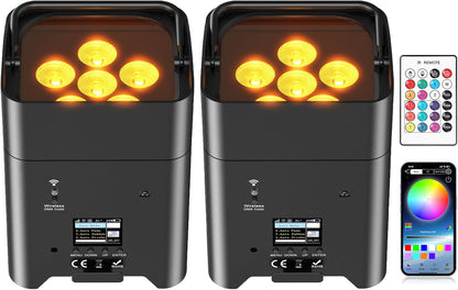 Set van 2 108 W batterij led schijnwerper RGBWA+UV DMX oplaadbare batterij partylicht podiumverlichting met afstandsbediening / PP / IR disco licht voor dj bar KTV band verjaardag bruiloft