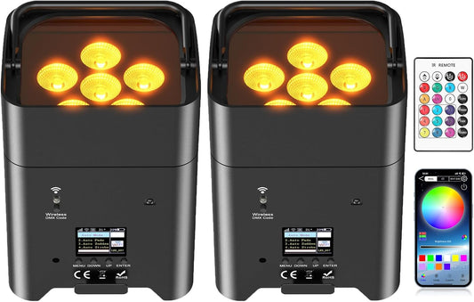 Set van 2 108 W batterij led schijnwerper RGBWA+UV DMX oplaadbare batterij partylicht podiumverlichting met afstandsbediening / PP / IR disco licht voor dj bar KTV band verjaardag bruiloft