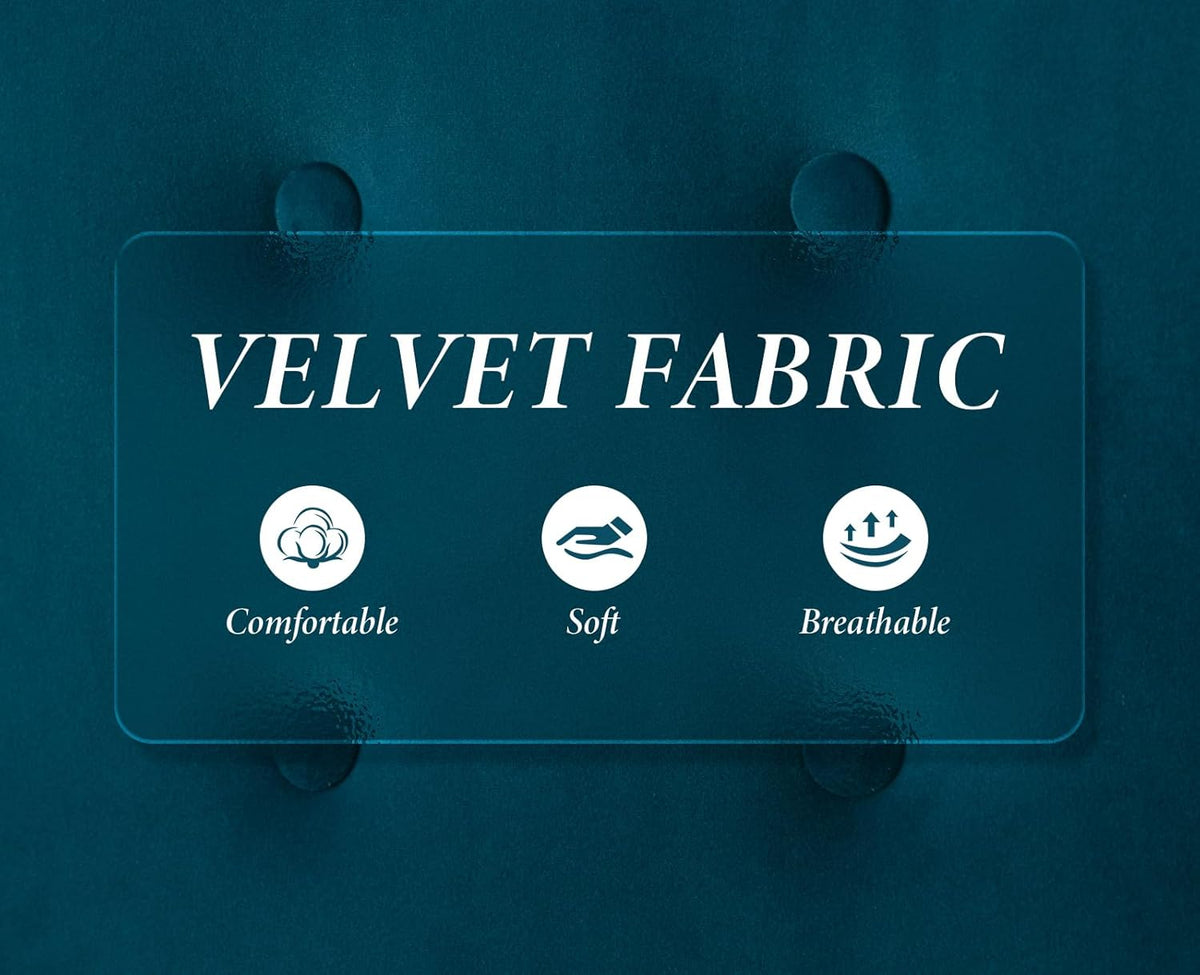 Velvet Accentstoel – Fauteuil – Zetel – Lounge Stoel – Eetkamerstoel – Turquoise – Zachte Fluwelen Bekleding – Stevig Veerkrachtig Zitkussen