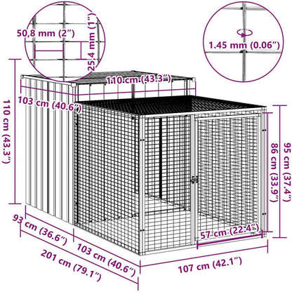 vidaXL Chicken coop with run light gray 110x201x110cm galvanized steel
