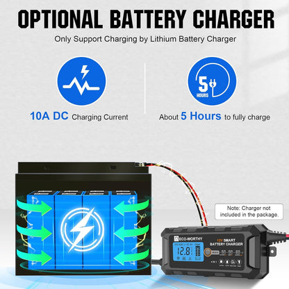 LiFePO4 Batterij – Lithium Accu – Camper Accu – Boot Accu – Zonnepaneel Accu – Lichtgewicht 5,75 kg – 3000 Laadcycli met BMS Bescherming