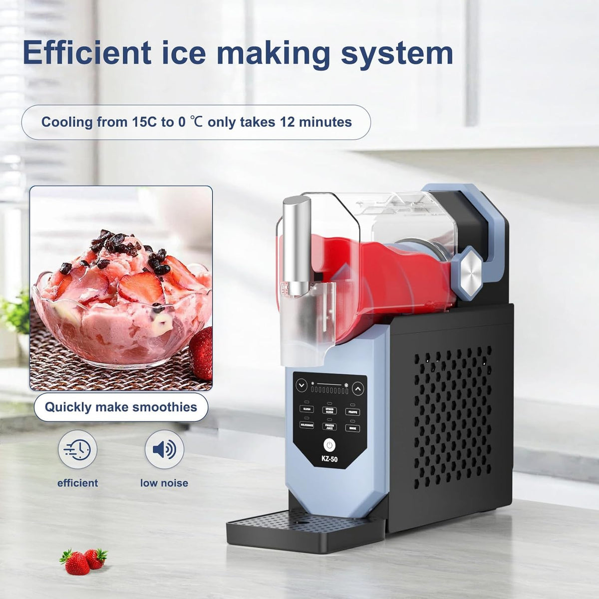 Slushy-machine voor thuis, 2 liter grote capaciteit bevroren drankmaker, geen ijsblokjes nodig, met 5 instellingen & auto-cleaning slushie machine voor ijs, smoothies, milkshakes