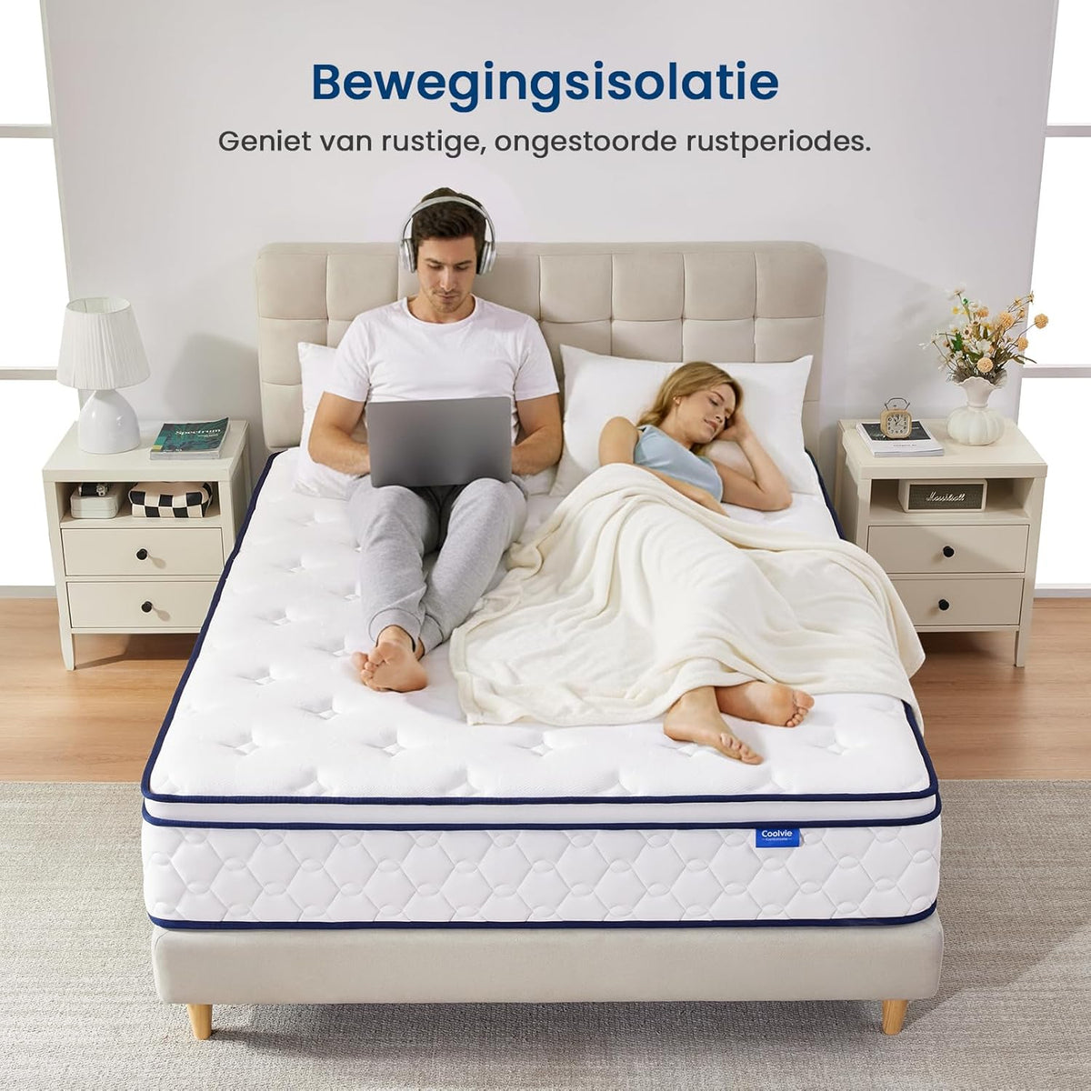 7-Zones Pocketveringmatras – Orthopedisch Matras – Hybride Matras – Comfortmatras – 140x200 cm – Hardheid H3 – Hoogte 25 cm – Oeko-Tex Gecertificeerd