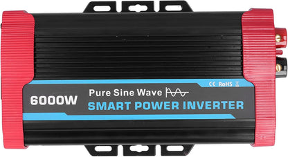 6000 W Continu/12000 W Piekvermogenomvormer, DC 12V Naar 220V-240V AC-converter Ingebouwde 4 Koelventilatoren, Universele Zuivere Sinusomvormer voor 12V-voertuigen, Campers, Vrachtwagens, Campers