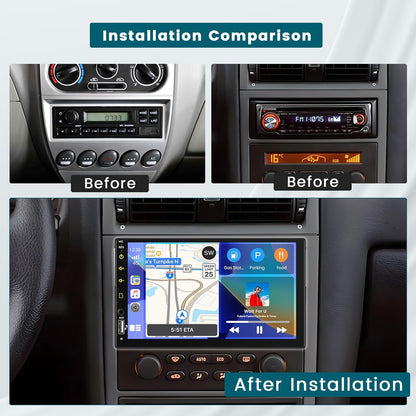 1-DIN Autoradio – Autoradio Met Touchscreen – Auto Multimedia Systeem – Bluetooth Autoradio – Carplay Android Auto Radio – 7 Inch Display – Achteruitrijcamera Inclusief - QUORE