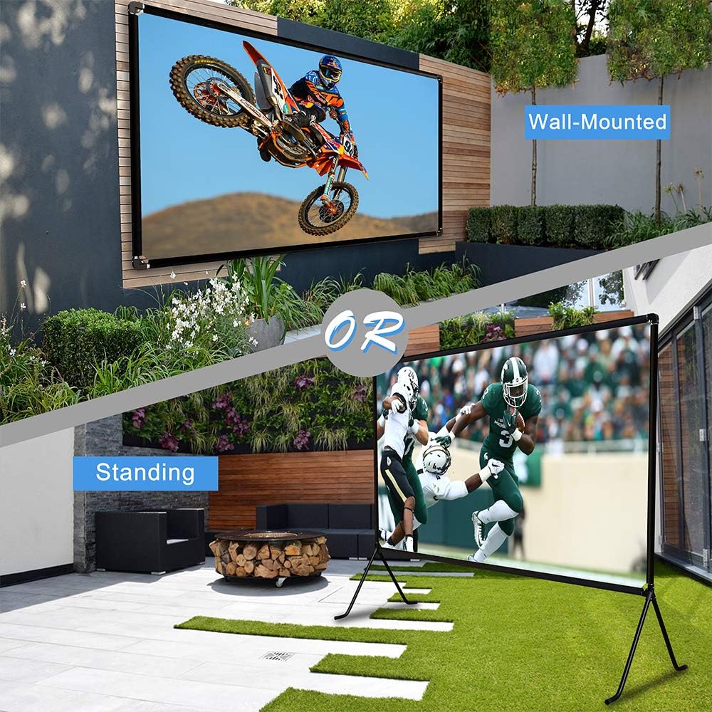 Projectiescherm (150 inch), Oprolbaar Projectiescherm met Standaard 16: 9 HD Opvouwbare Binnen- en Buitenprojectie, Videoprojectiescherm voor Thuis, Feest, Kantoor, Klaslokaal