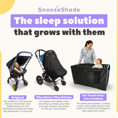 SnoozeShade Voor babybedden, verduisterende luifel en overtrek voor babybedden (voor waarvoor een matras van 140 cm x 70 cm nodig is), luchtdoorlatend netweefsel voor katten en muggennet voor