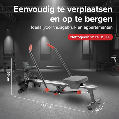Ultrasport opvouwbare roeimachine voor thuis, 12 weerstandsniveaus, extra stil, tot 110 kg, gecertificeerd, compacte roeitrainer