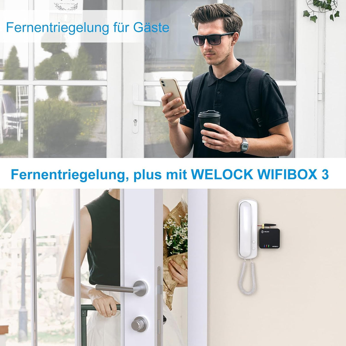 WELOCK SECBN51 elektronisch deurslot met vingerafdruk, voor huisdeur, RFID-kaarttransponder, Bluetooth wifi, app IP65, voor deuren van 30-70 mm