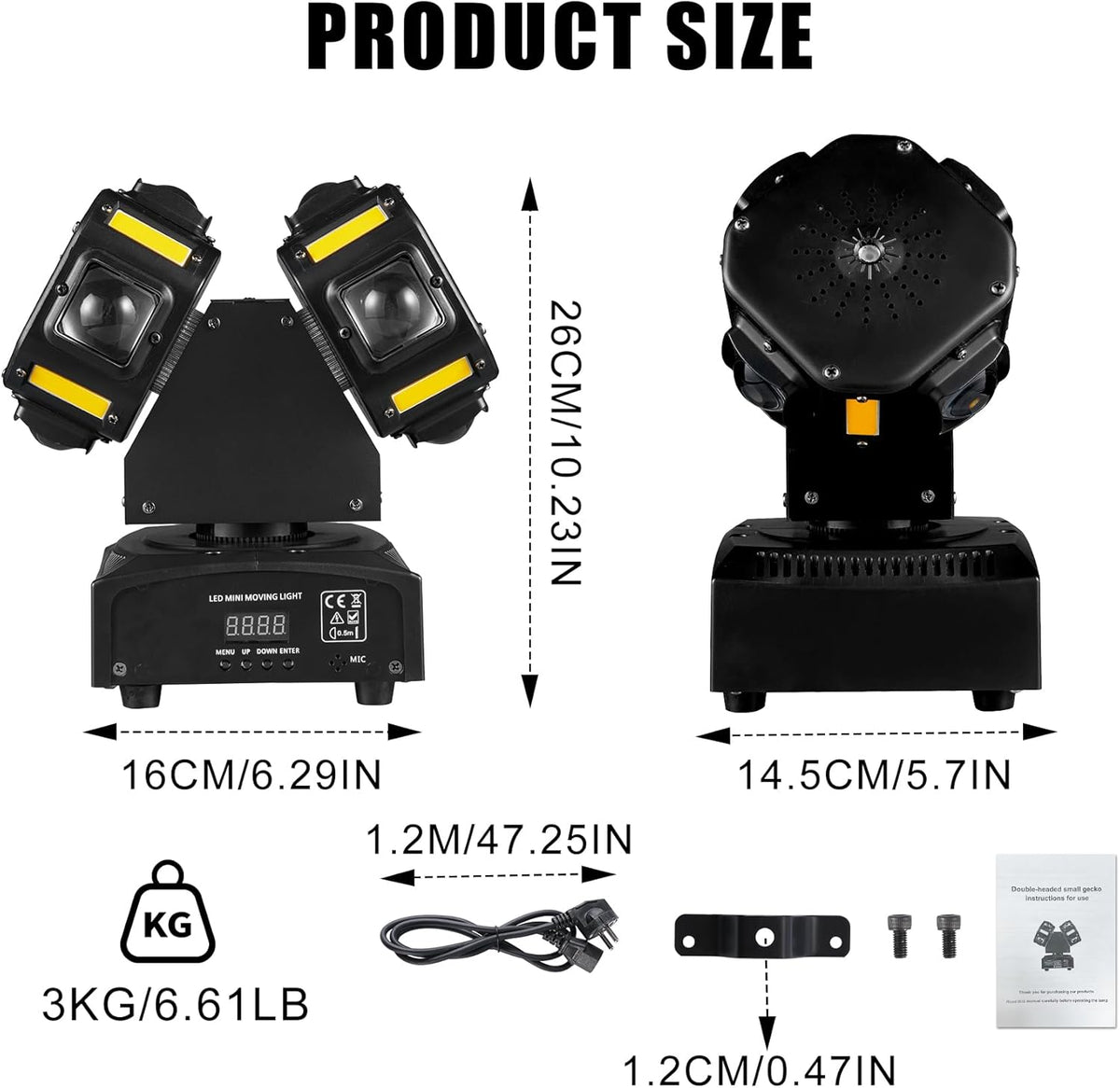 120W Disco Light – Dubbele Kop Feestlamp – Party Licht – DJ Licht – Podiumverlichting – RGBW LED Stralen – 540° Draaibaar – DMX512 Controle