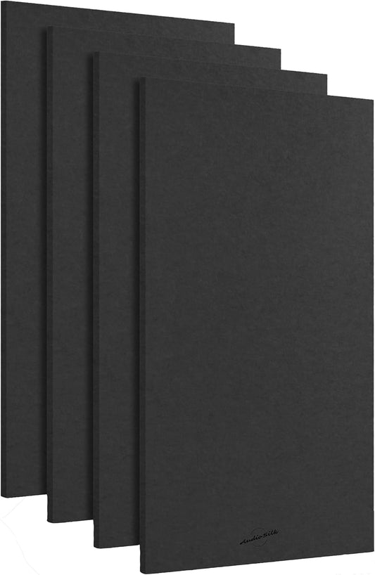 Akoestische Panelen – Akoestische Platen, Geluidsabsorberende Panelen, Geluidsdempende Wandpanelen, Akoestische Wandpanelen – 4-Pack Kamerkit Groot 116 x 58 cm Zwart – Gerecycled PET, NRC Tot 0,91