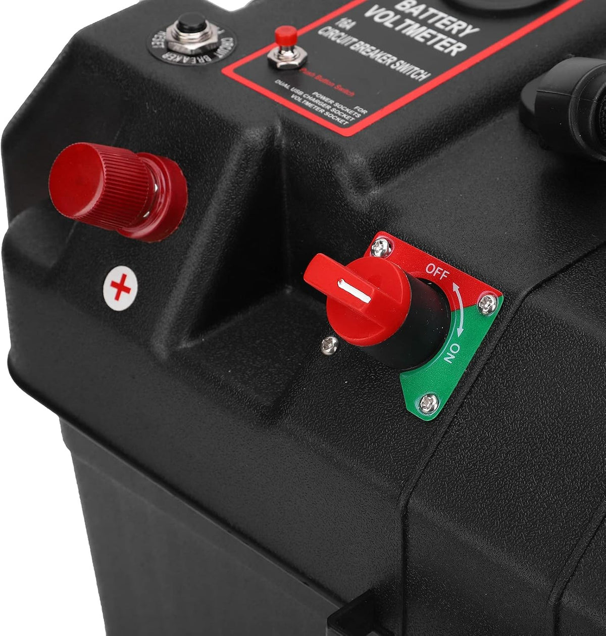 Smart Battery Box 12V, Batterijbox met USB Sockets Batterij Box Cover Multi -functie met USB Power Voltmeter Sockets Aangedreven Batterijbox voor Het Opladen van Buitenauto