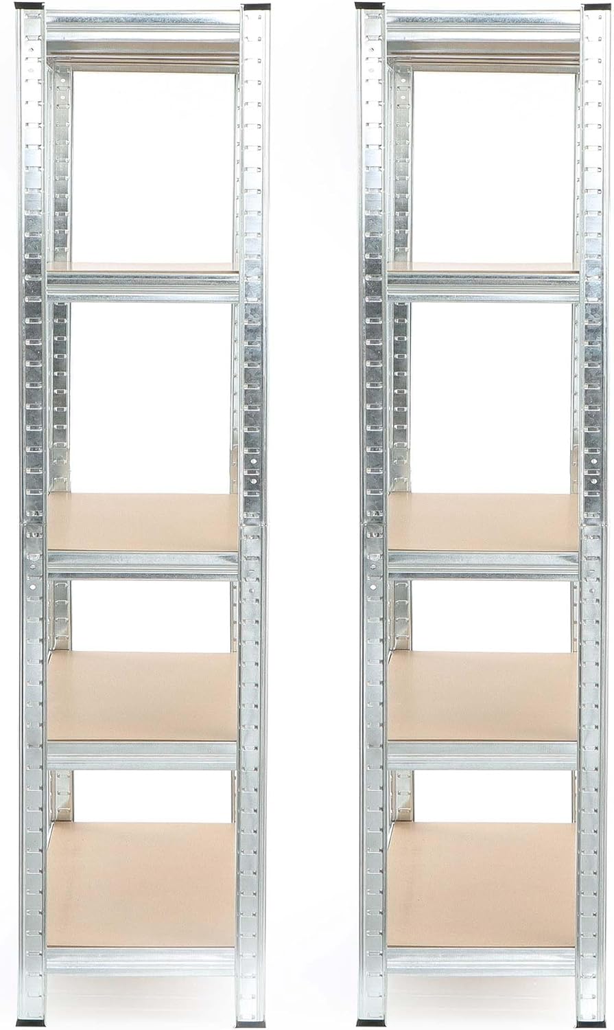 Wiltec 2x magazijnrek verzinkt 180x120x40 cm, totale draaglast 875 kg, stalen stellingkast, 5 planken