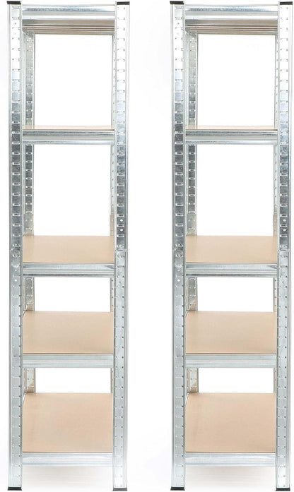 Wiltec 2x magazijnrek verzinkt 180x120x40 cm, totale draaglast 875 kg, stalen stellingkast, 5 planken