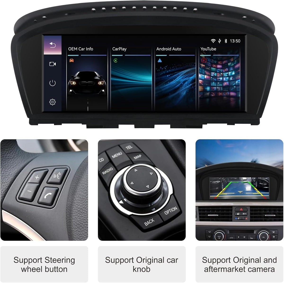 Autoradio voor BMW CIC Systeem – Multimedia Ontvanger – Touchscreen Radio – Inbouwradio – Auto Stereo – 8,8 Inch Scherm – Draadloze Apple CarPlay & Android Auto